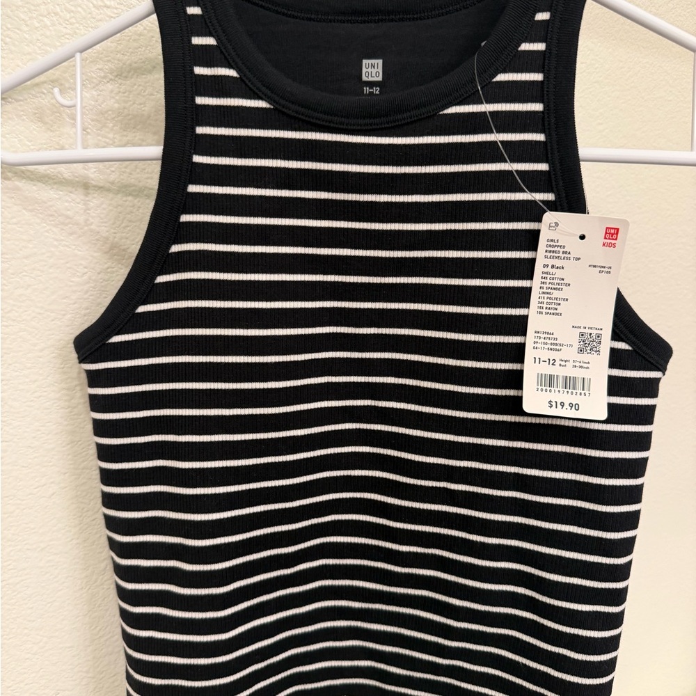 Uniqlo Girls Striped Black and White Tank Top